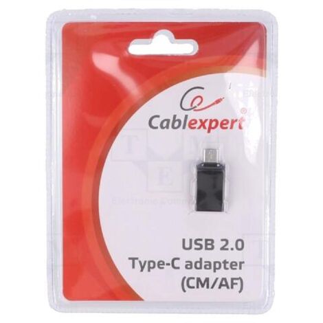 Adaptateur USB 2.0 USB A femelle vers USB C male noir Cablexpert
