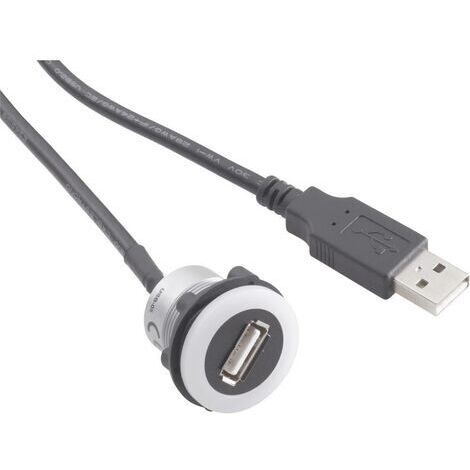Adaptateur USB 2.0 USB femelle type A, éclairé vers USB mâle type A avec 60 cm de câble TRU COMPONENTS USB-05-BK 1229321 1 pc(s) A502591