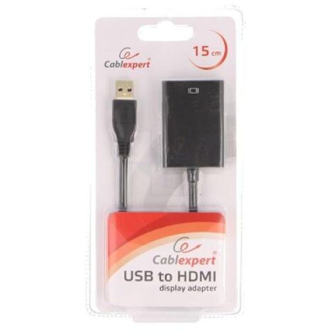 Adaptateur USB 3.0 HDMI femelle USB A prise male 3D 0.15m - noir