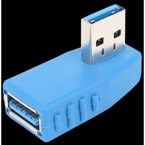 Adaptateur USB 3.0 mâle-femelle bleu coudé à 90 degrés pour transmission de données haut débit  connecteur d'extension USB mâle-femelle