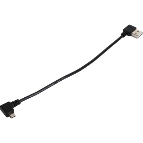 Adaptateur USB-A Mâle vers Micro USB Femelle à 90 Degrés 24 cm Noir