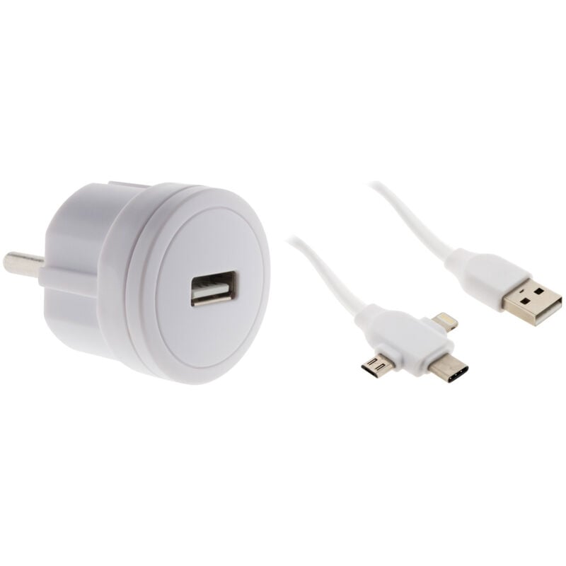 Adaptateur usb 2,1A avec cordon usb universel 1m - Zenitech