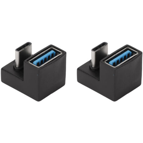 Adaptateur USB-C 180° Double Pack 5 Gbps, Connexion USB Femelle vers USB-C Mâle pour Smartphone et Tablette