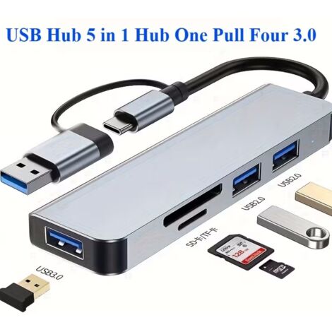 Adaptateur USB-C 7-en-1 avec charge rapide PD, hub multiport pour MacBook, iPad et ordinateurs portables