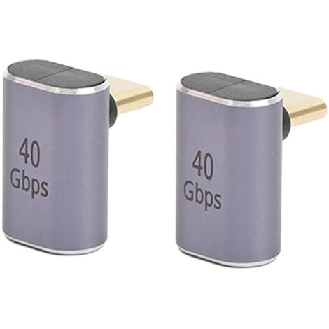 Adaptateur USB C à 90 degrés, 40Gbps, Type de charge et de Transmission rapide, connecteur mâle à femelle à Angle droit, 2 pièces
