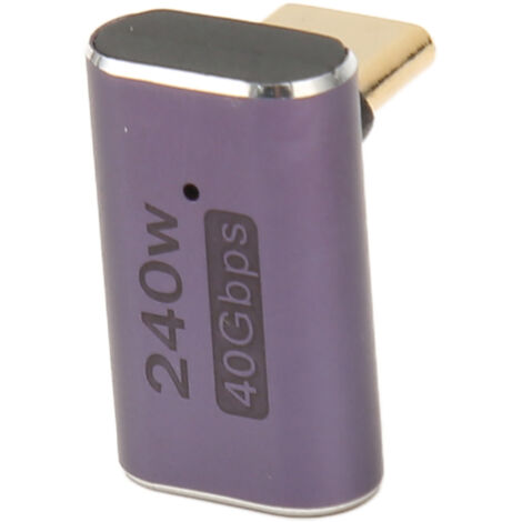 Adaptateur USB-C Femelle vers Mâle PD 240W 8K 60Hz 40Gbps USB4.0 Angle Droit pour Téléphone Tablette PC