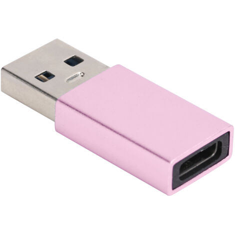 Adaptateur USB-C Femelle vers USB 3.0 Mâle, Charge Rapide pour Ordinateur Portable (Rose)