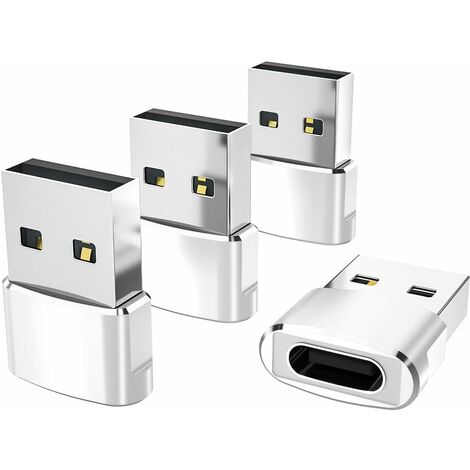 Adaptateur USB C Femelle vers USB Mâle 4-Pack,Convertir Chargeur Type C Female to USB A Male Adapter pour iPhone 11 12 13 Pro Max Mini SE 3,8,14,iPad Air 4 5,Note 20 S21 S22 Plus Ultra A53 Blanc