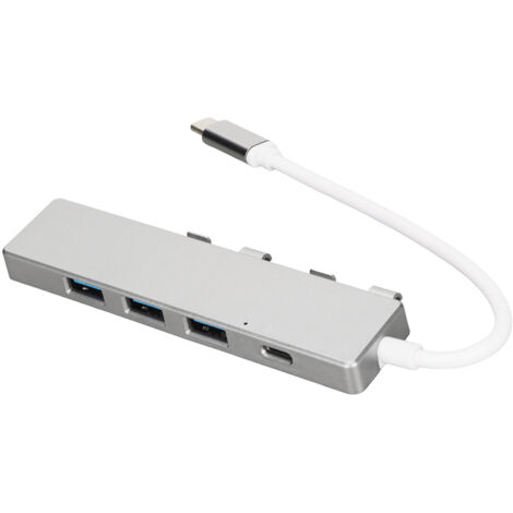 Adaptateur USB C Multiport Argent - 4 Ports USB (1x USB3.0, 3x USB2.0) et Port d'Alimentation USB C