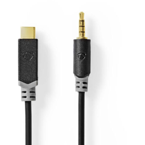 Adaptateur usb c usb 20 usb c male 35 mm male 100 m rond plaque or pvc noir boite