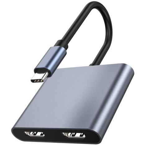 Adaptateur USB C vers double HDMI, prend en charge double 4K @ 60 Hz, 4 en 1 USB de type C vers double moniteur, adaptateur multiport pour MacBook Pro/Air, Surface, Dell, LenovoYoga, Chromebook et