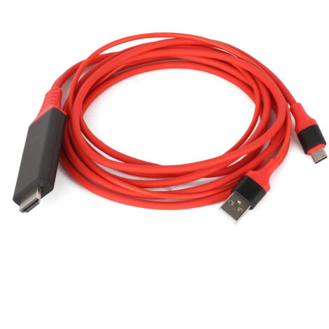 Adaptateur USB-C vers HDMI 3.1, Câble de Charge et Connexion Téléphone/TV (Rouge)