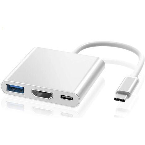 Argent Adapateur HDMI pour Switch 1080 4K Hub USB Type C Convertisseur Compatible avec Macbook/Samsung Galaxy S8 S10 