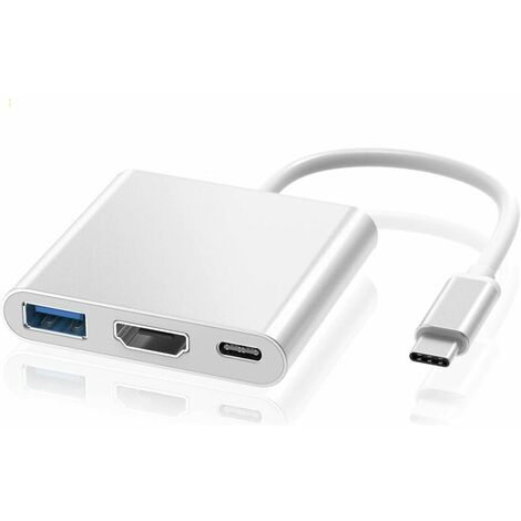 Adaptateur USB C vers HDMI 4K, Adaptateur Type C Hub vers HDMI Convertisseur avec Port USB 3.0 et Port de Charge C USB Compatible avec MacBook Pro, Google Chromebook, HP, Samsung S8/S9+