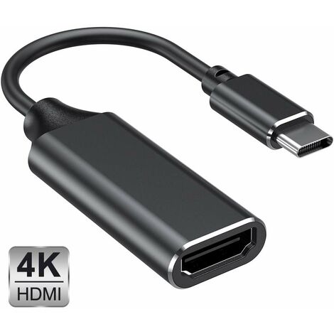Adaptateur USB C vers HDMI, adaptateur Type C vers HDMI 4K (compatible Thunderbolt 3) pour MacBook Pro 2018/2017, iPad Pro 2018, Samsung Note 9 / S9 / S10, Huawei Mate 20 / P20 et plus (Noir) LangRay
