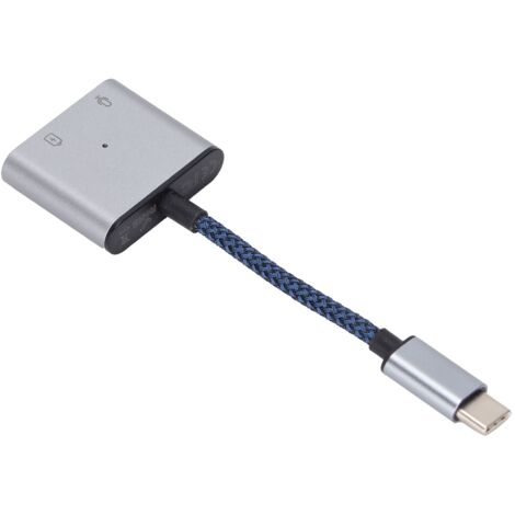 Adaptateur USB-C vers Jack 3,5 mm avec Charge Rapide PD 60W - Convertisseur Audio Type-C et AUX - Bleu