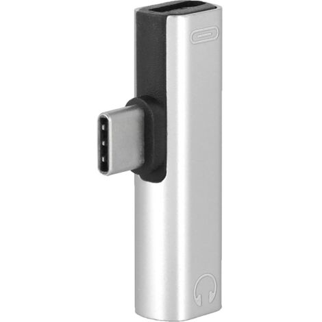 Adaptateur USB-C vers Jack 3.5mm 2-en-1, Chargeur et Convertisseur Audio Argenté