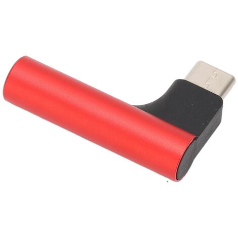 Adaptateur USB-C vers Jack 3.5mm avec Convertisseur Audio Numérique, Angle Droit et Micro pour Smartphone et Tablette - Rouge