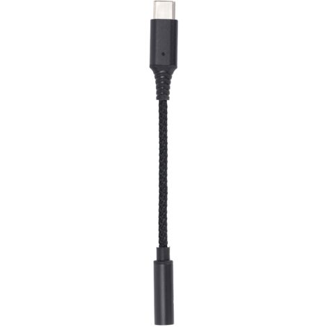 Adaptateur USB-C vers Jack Femelle 3.5mm avec Câble Tressé Nylon pour Casque Audio - Noir