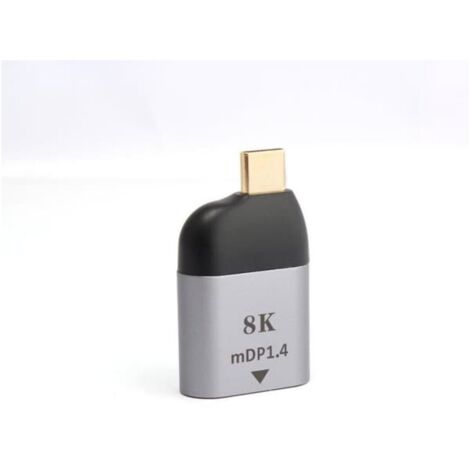 Adaptateur USB-C vers Mini DisplayPort 8K 60Hz, support 3D, HDCP 1.4/2.2, aluminium 10 cm