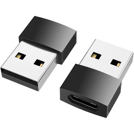 Adaptateur USB C vers USB (lot de 2), USB-C femelle vers USB mâle, adaptateur USB Type C femelle vers USB OTG pour MacBook Air 2017/2015, ordinateurs portables, chargeurs, noir