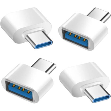Adaptateur USB C vers USB (Lot de 4), Adaptateur USB-C Mâle vers USB-A 3.0 Femelle OTG Compatible avec MacBook Pro, Samsung Galaxy