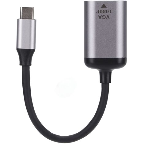 Adaptateur USB-C vers VGA Mâle à Femelle pour PC Windows, Compatible Ordinateur Portable