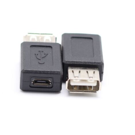 Adaptateur USB femelle vers micro USB femelle, port femelle 5P pour téléphone Android, convertisseur de batterie externe vers USB.