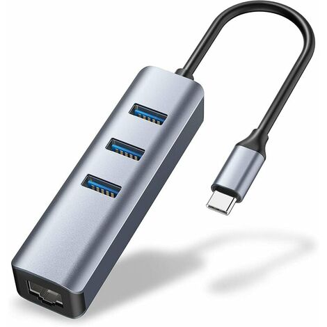 Adaptateur USB, HUB RJ45 Thunderbolt 3/Type-C Adaptateur LAN Gigabit Ethernet, Compatible avec MacBook Pro 16 2019/2018/2017, MacBook Air 1 pièce