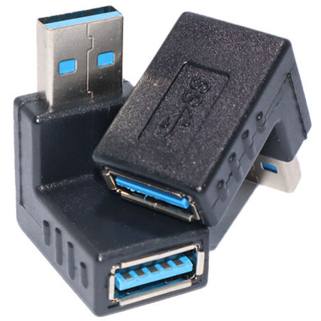 Adaptateur USB mâle vers femelle coudé vers le bas, adaptateur USB 3.0 mâle vers femelle coudé à 90 degrés, rallonge à angle droit, fiche de conversion