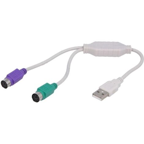 Adaptateur USB PS2 femelle x2 USB A prise - blanc