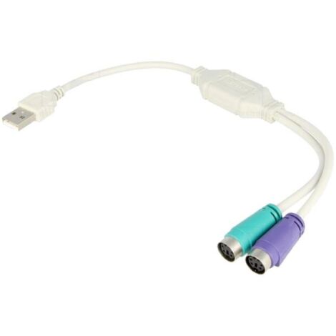Adaptateur USB PS2 femelle x2 USB A prise male - Blanc
