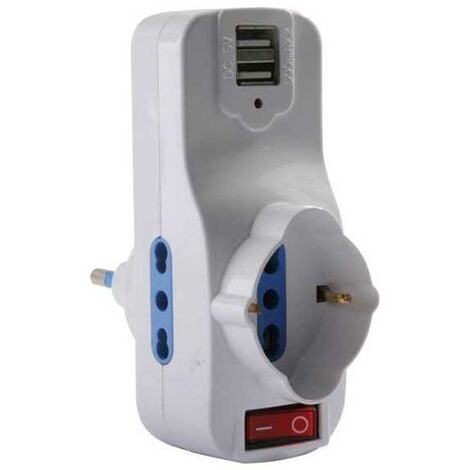 Adaptateur USB Triple Pivot Blanc Bl Syntesy 06616