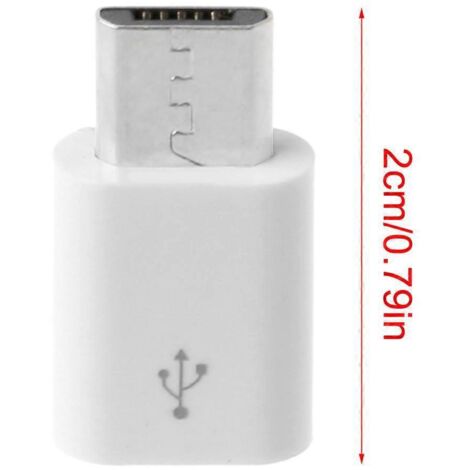 Adaptateur USB Type C Femelle vers Micro USB Mâle Blanc Court