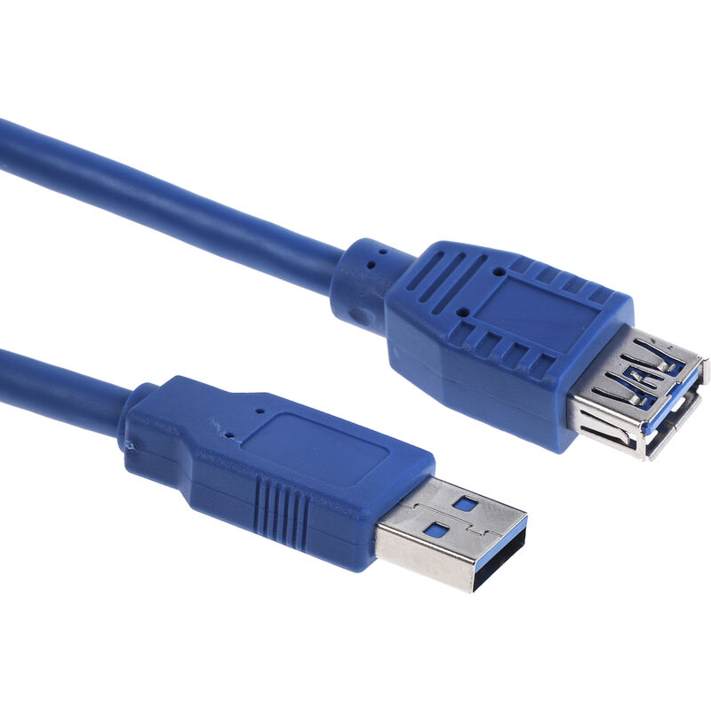 Rallonge USB RS PRO, USB A femelle vers USB-A mâle, Bleu, 1m ( Prix pour 1 )