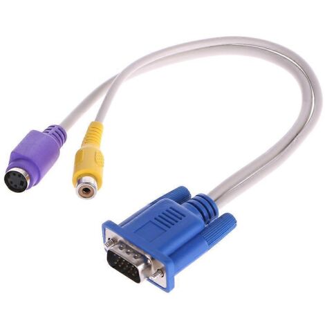 Adaptateur VGA mâle vers TV S-Vidéo RCA AV TV Out, câble convertisseur vidéo pour PC HDTV-1-