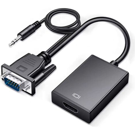Adaptateur VGA vers HDMI avec câble audio et de chargement USB  Convertisseur mâle-femelle 1080p 60 Hz, pour ordinateurs, moniteurs, projecteurs, téléviseurs et téléviseurs HD anciens