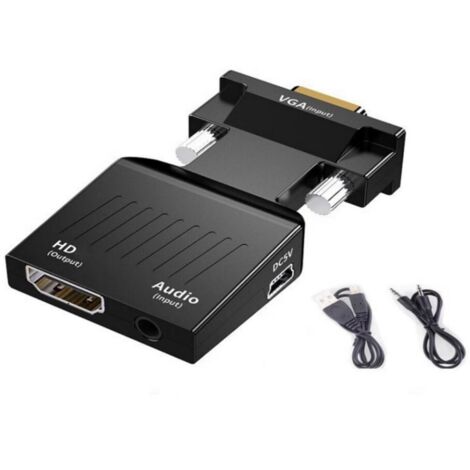 Adaptateur VGA vers HDMI avec sortie audio et câble AUX intégré