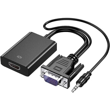 main image of "Adaptateur VGA vers HDMI pour connecter un ordinateur portable à interface VGA traditionnelle, un PC vers un moniteur ou un projecteur HDMI, convertisseur 1080P VGA mâle vers HDMI femelle avec câble audio 3,5 mm et port d'alimentation"