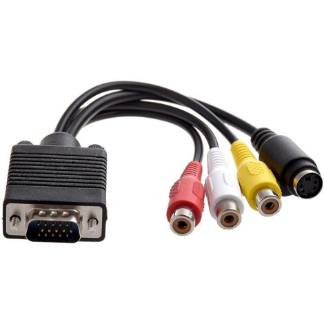 Adaptateur VGA vers TV S-Vidéo RCA, câble de sortie vidéo pour PC (en pieds)