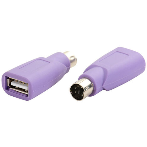Adaptateur violet PS2 mâle vers USB femelle pour souris et clavier