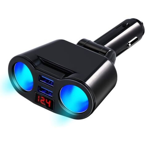 Chargeur Allume-cigare Voiture 3-en-1 - 2 Ports USB (2.1A+1.0A) + Prise 12V/24V 80W - Pour GPS, Smartphone, Dashcam, Voyage