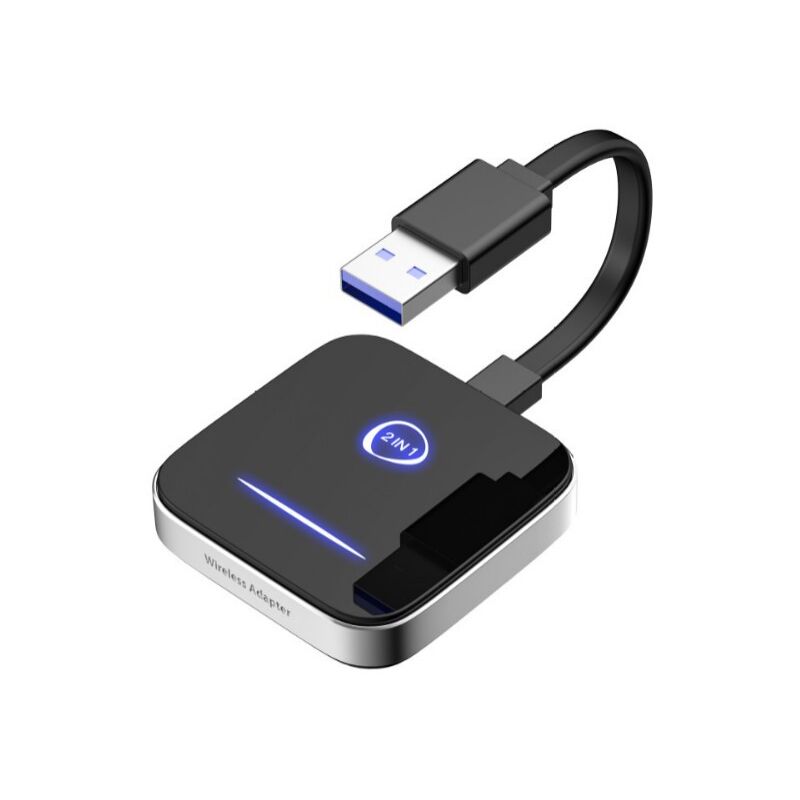 Adaptateur voiture sans fil CarPlay et Android Auto avec WiFi double bande 2.4GHz + 5GHz stable et Bluetooth 5.0, pour Apple applicable aux voitures