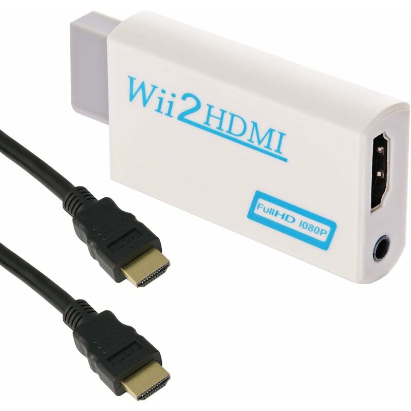 Linghhang - Adaptateur Wii vers hdmi, convertisseur Wii vers hdmi 720P/1080P avec câble hdmi avec port hdmi et prise 3,5 mm – Prend en charge tous