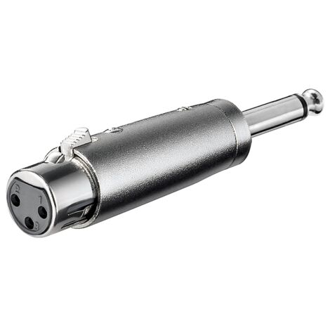 Adaptateur XLR, AUX Jack 6,35 mm Mono Prise vers XLR Fiche, 1x prise XLR (3 broches)  1x fiche jack 6,35 mm (2 broches, mono).