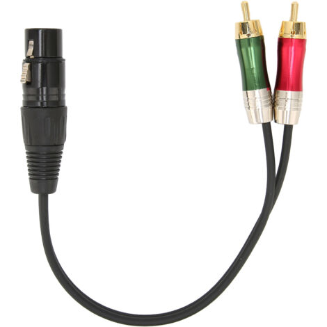 Adaptateur XLR Femelle vers 2 RCA Mâle - Câble de Division Y pour Microphone, Table de Mixage, Amplificateur - 2m