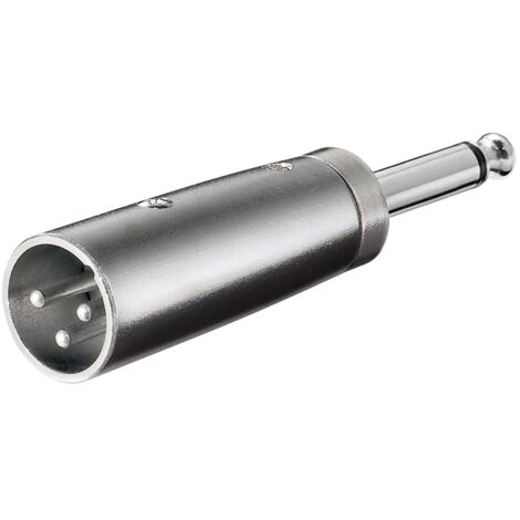 Adaptateur XLR, Jack AUX 6,35 mm Mono Fiche vers XLR Fiche, 1x fiche XLR (3 broches)  1x fiche jack 6,35 mm (2 broches, mono).