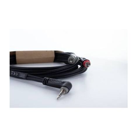 Adaptateur Y Cordial 14859 Jack / Cinch-RCA audio [1x Jack mâle 3.5 mm - 2x Cinch-RCA mâle] 1.50 m noir gaine en PVC, câble jumelé Y817113
