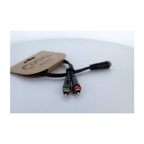 Adaptateur Y Cordial 14889 Jack / Cinch-RCA audio [1x Jack femelle 3.5 mm - 2x Cinch-RCA femelle] 0.30 m noir gaine en PVC, câble jumelé Y817253