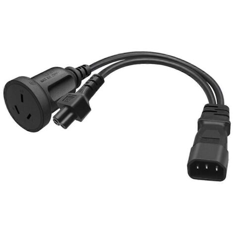 Adaptateur Y IEC320 C14 Mâle vers C5 + AU Femelle 3 Broches pour Câble d'Alimentation
